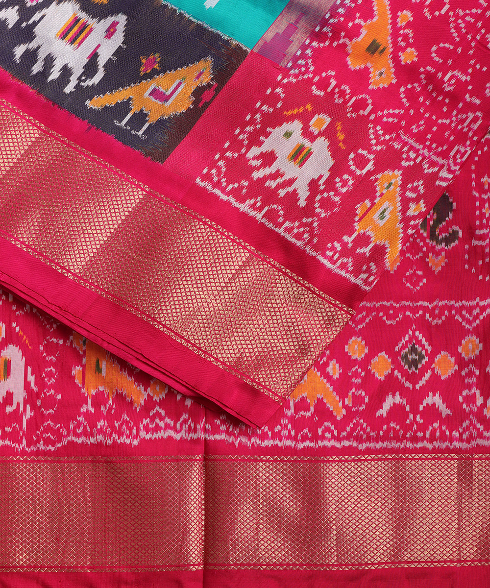Pine green color handloom rajkot silk saree