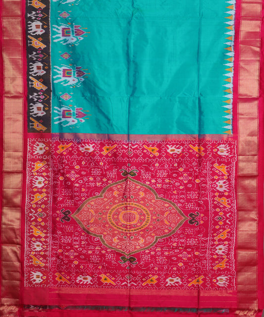 Pine green color handloom rajkot silk saree