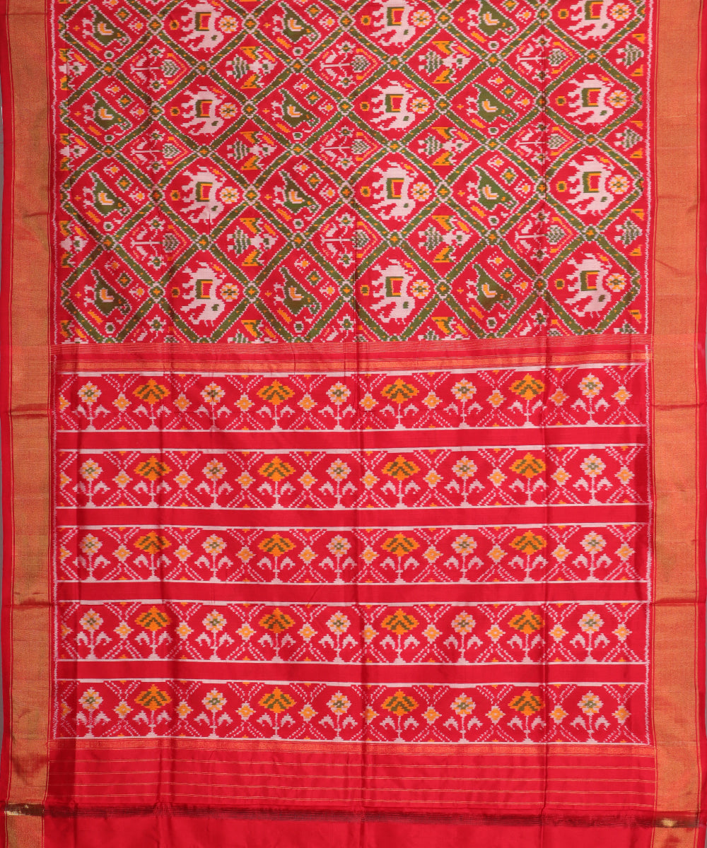 Ruby pink color handloom rajkot silk saree