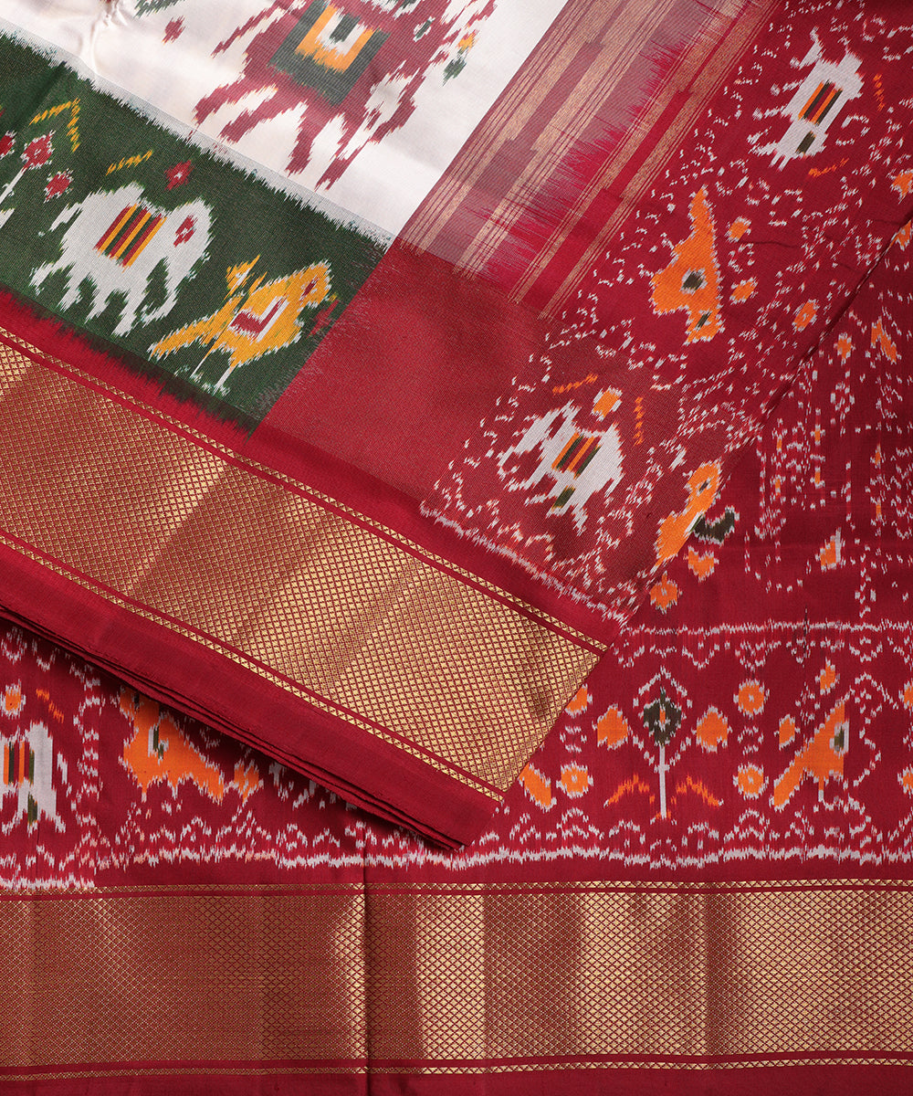 White color handloom rajkot silk saree