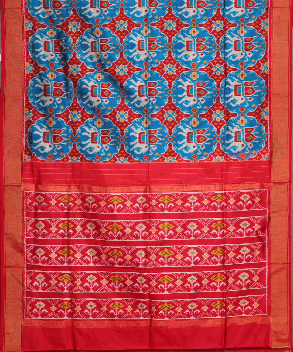 Egyptian blue color handloom rajkot silk saree