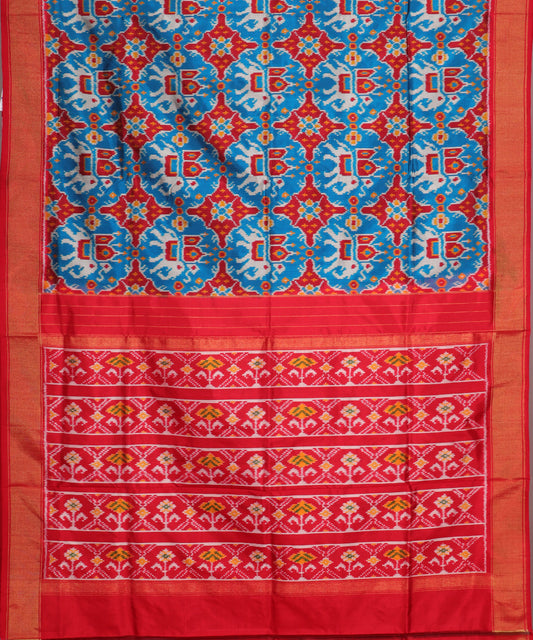Egyptian blue color handloom rajkot silk saree