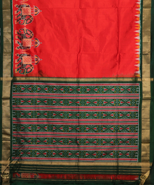 Red color handloom rajkot silk saree
