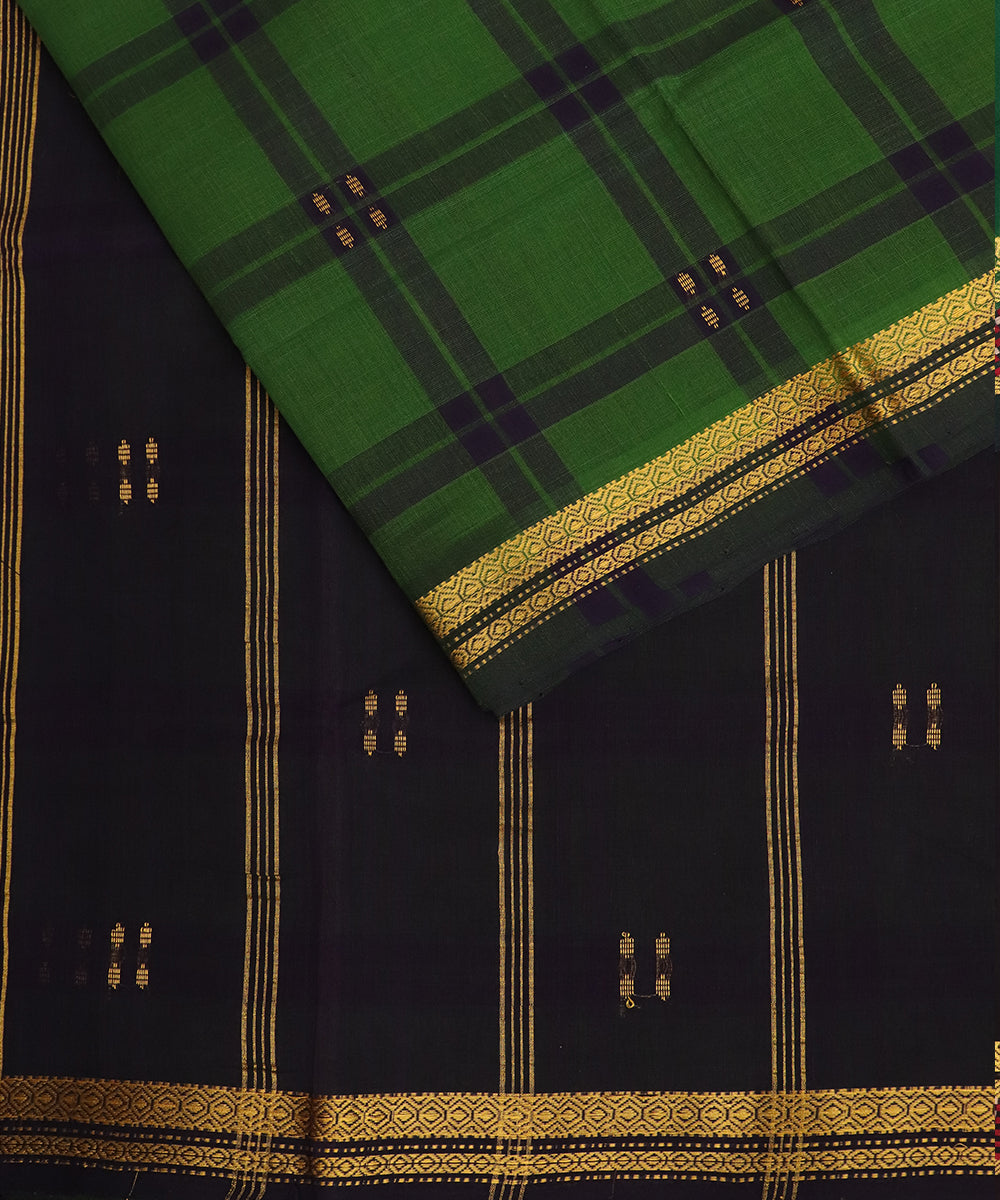 Forest green color handloom bandar cotton saree