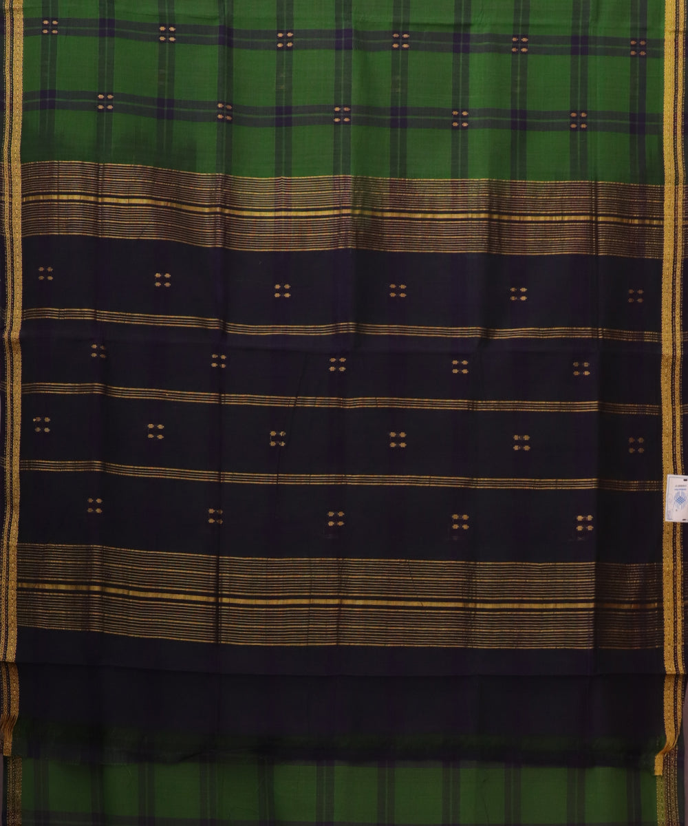 Forest green color handloom bandar cotton saree