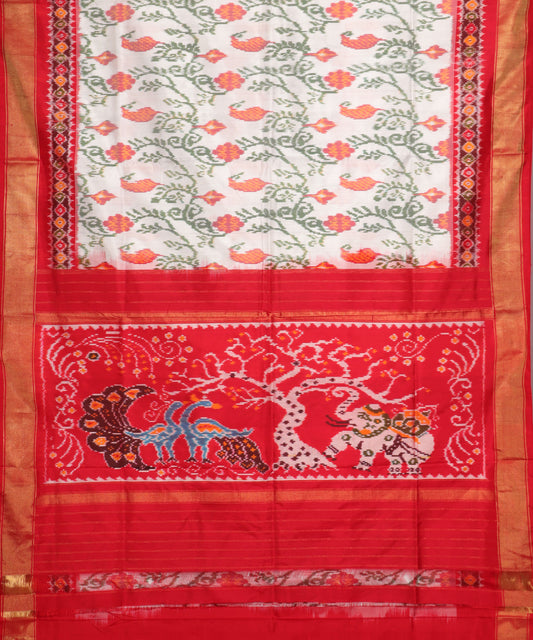 Cream color handloom rajkot silk saree