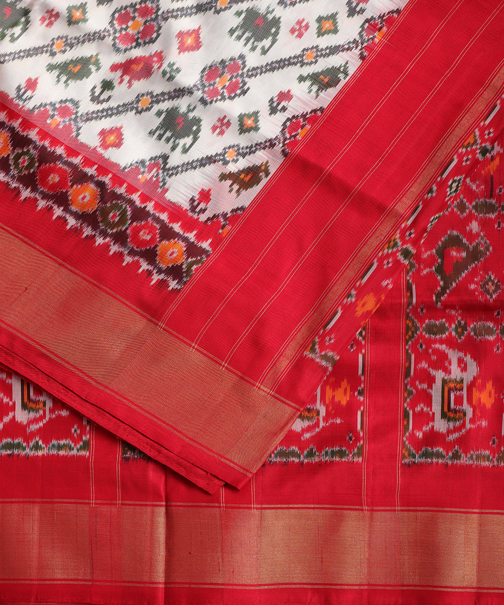 White color handloom rajkot silk saree
