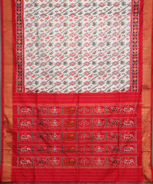 White color handloom rajkot silk saree
