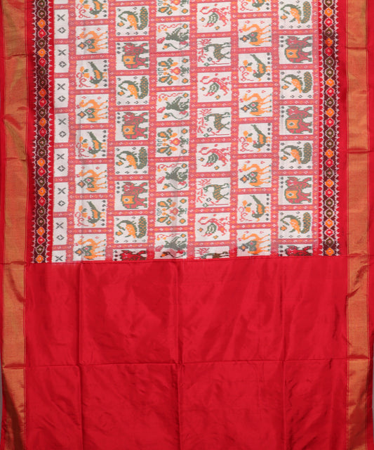 Cream color handloom rajkot silk saree
