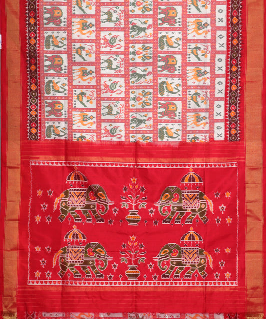 Cream color handloom rajkot silk saree