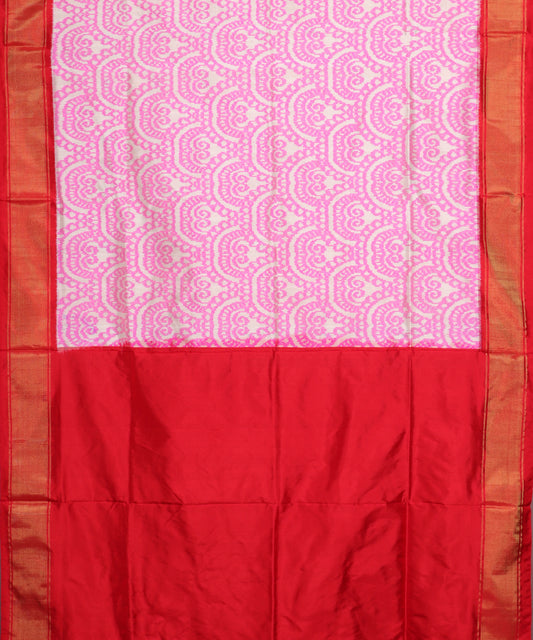 Cream and pink color handloom rajkot silk saree