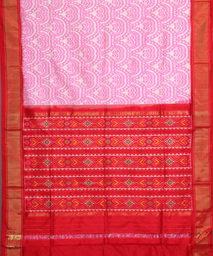Cream and pink color handloom rajkot silk saree