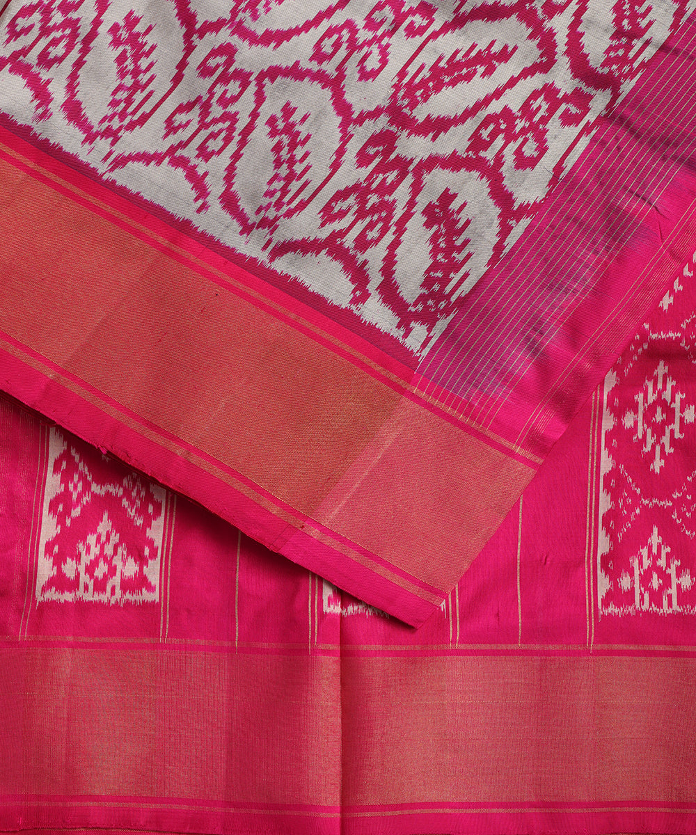Rhino and pink patternerd color handloom rajkot silk saree