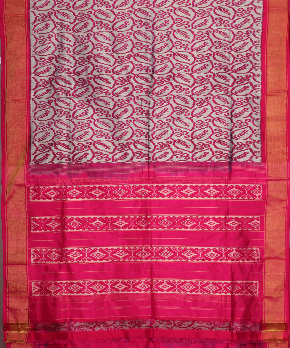 Rhino and pink patternerd color handloom rajkot silk saree