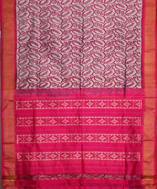 Rhino and pink patternerd color handloom rajkot silk saree