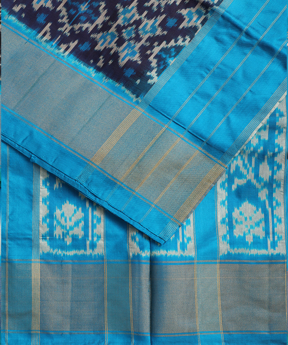 Denim blue color handloom rajkot silk saree