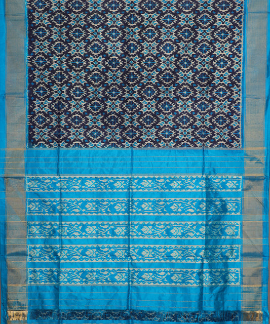 Denim blue color handloom rajkot silk saree