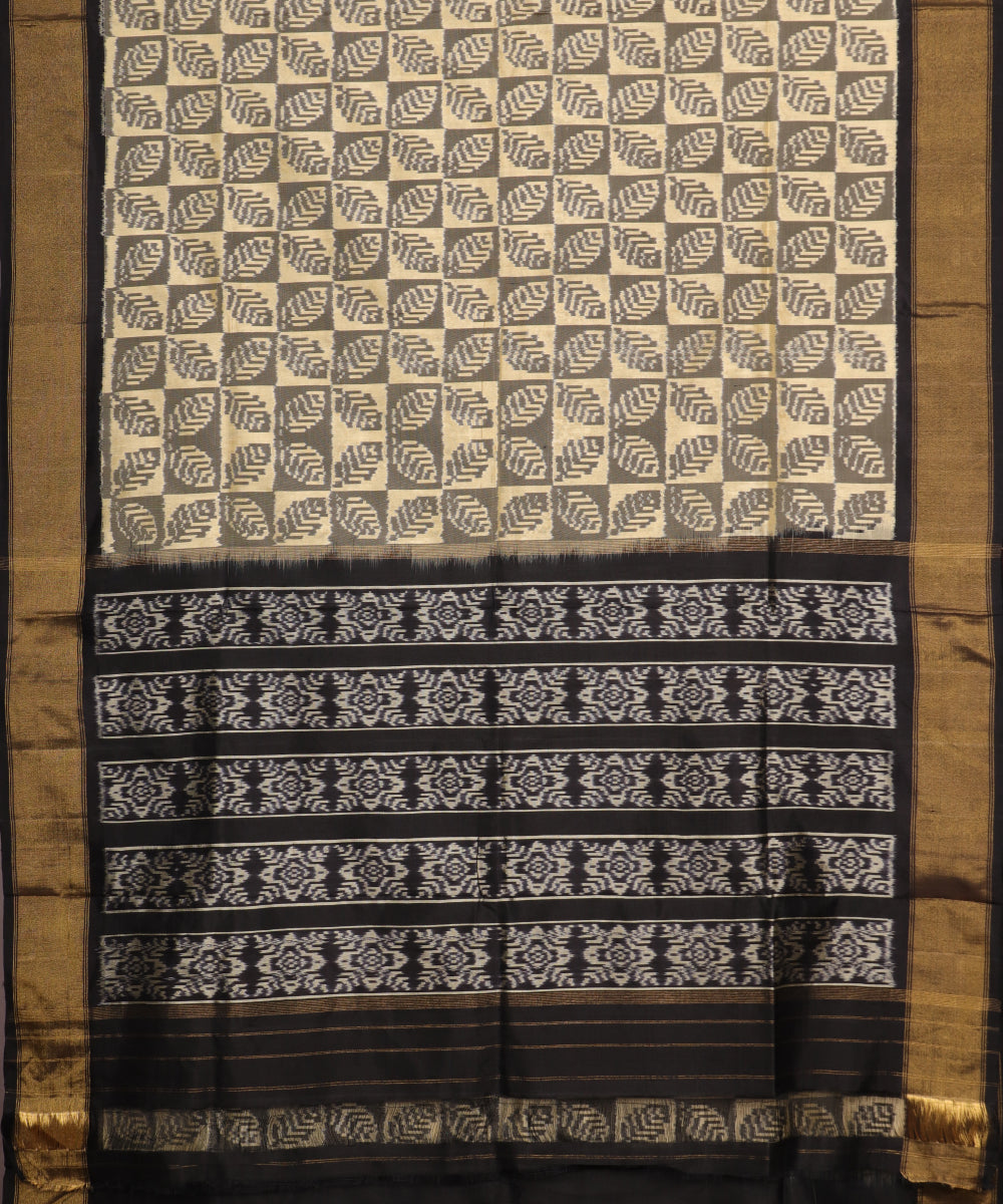 Flax and black patterned color handloom rajkot silk saree