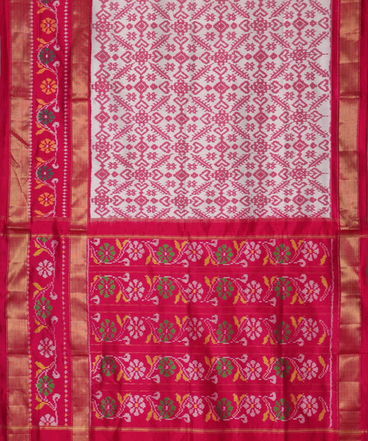 Cream color handloom rajkot silk saree