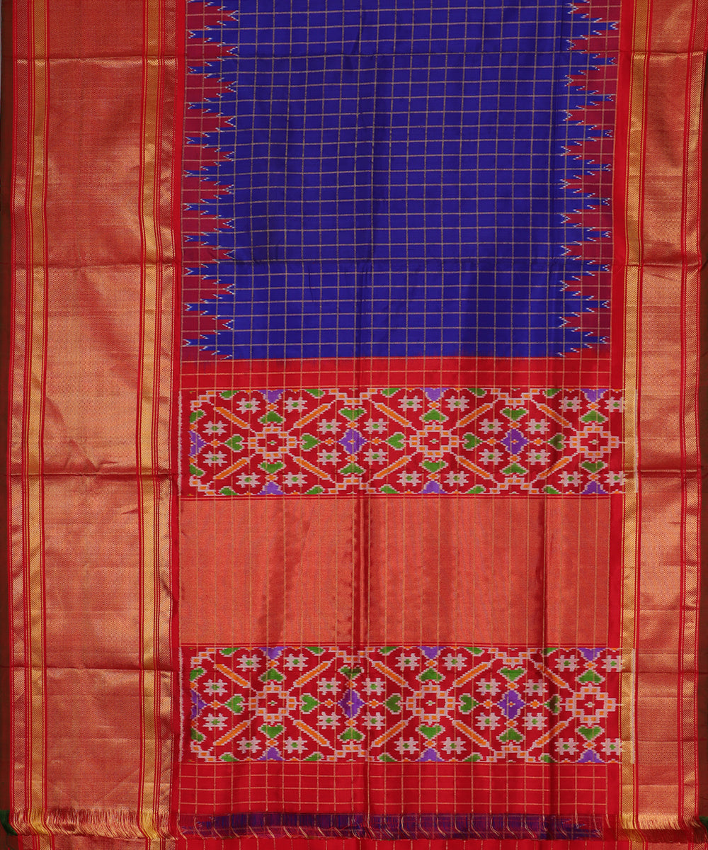 Navy blue color handloom rajkot silk saree