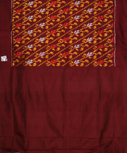 Hickory brown color handloom rajkot silk saree