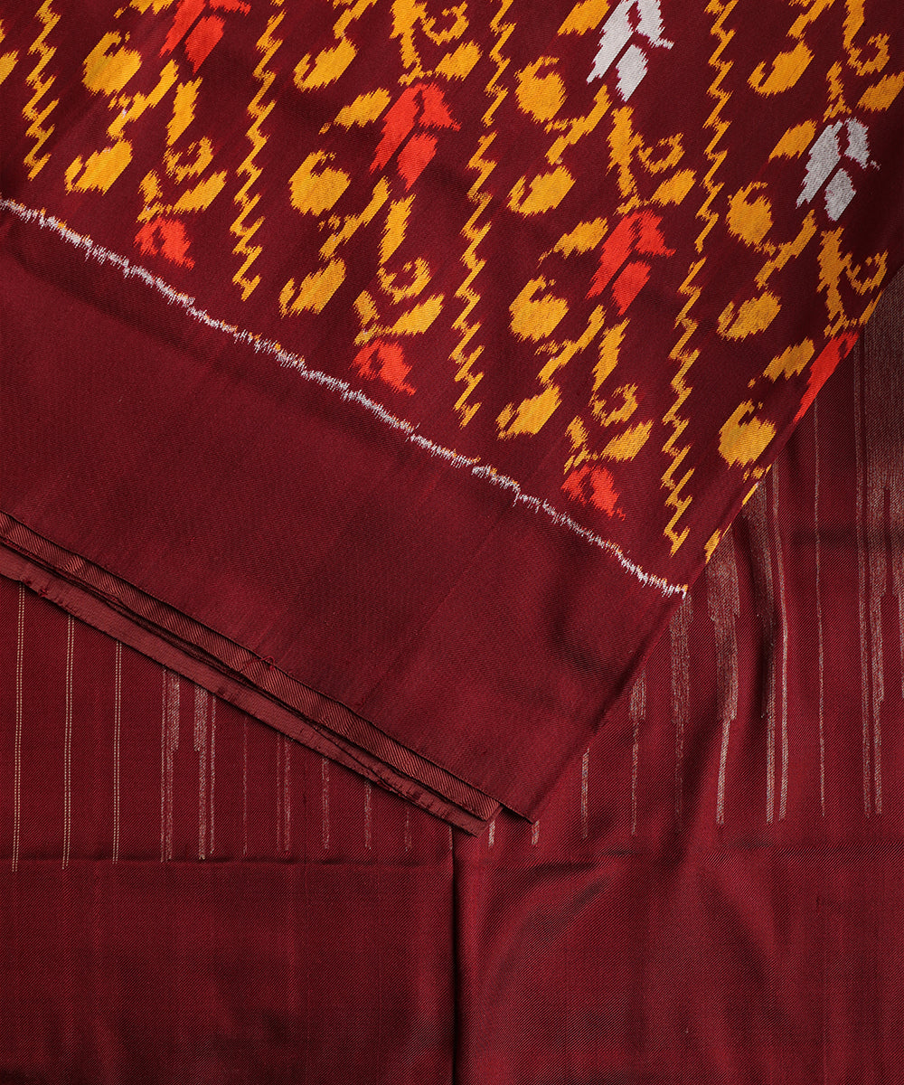 Hickory brown color handloom rajkot silk saree