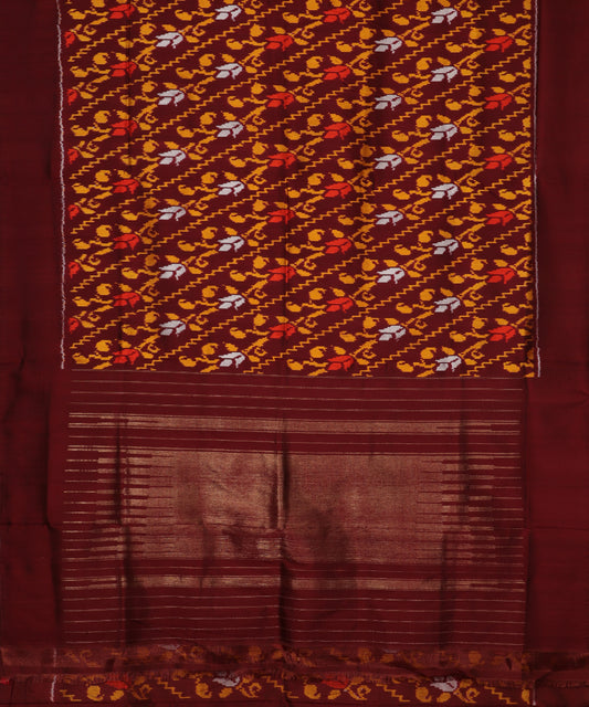 Hickory brown color handloom rajkot silk saree