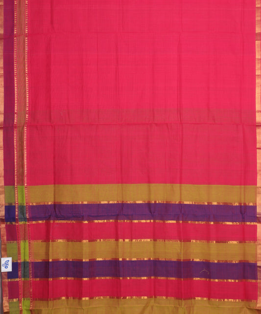 Raspberry color handloom mangalagiri cotton saree