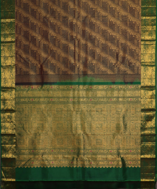 Sacramento green color handloom trilinga silk saree