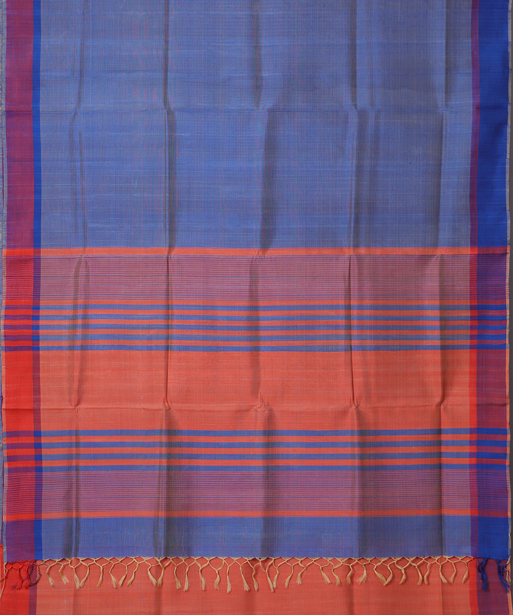 Sapphire blue color handloom tussar silk saree