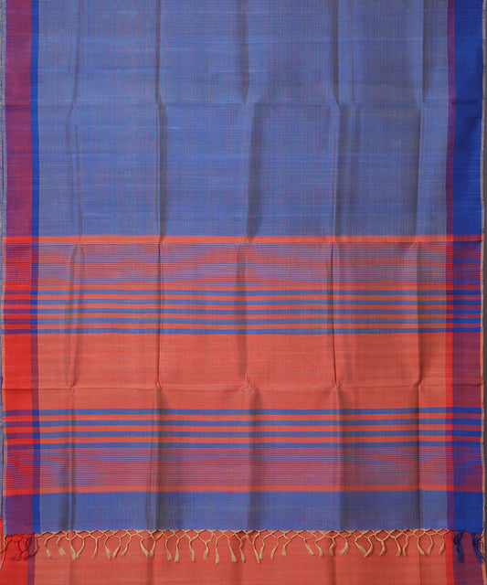 Sapphire blue color handloom tussar silk saree