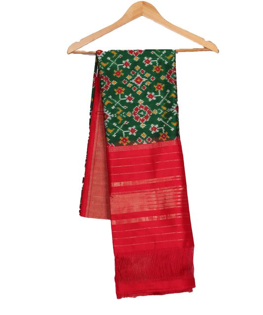 Forest green handloom silk dupatta