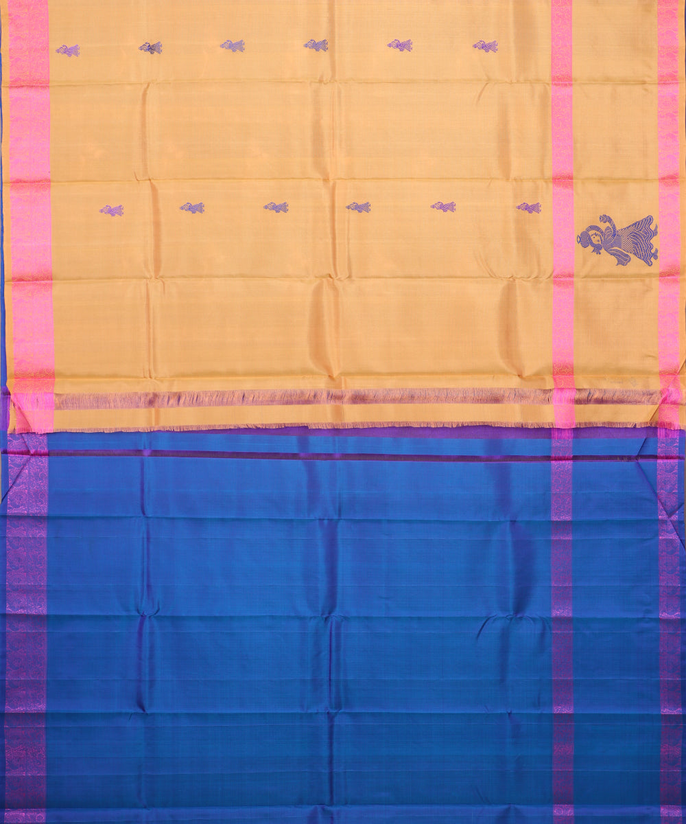 Amber color handloom gollabhama silk saree