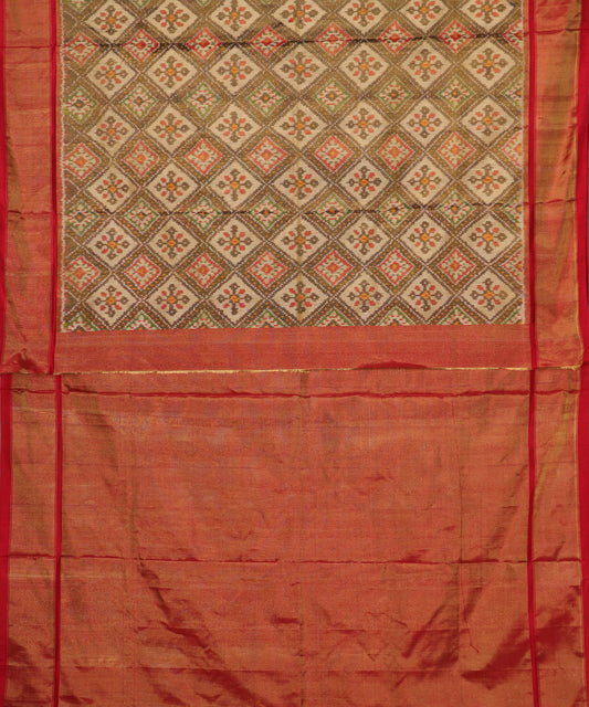 Golden shade handloom rajkot silk saree