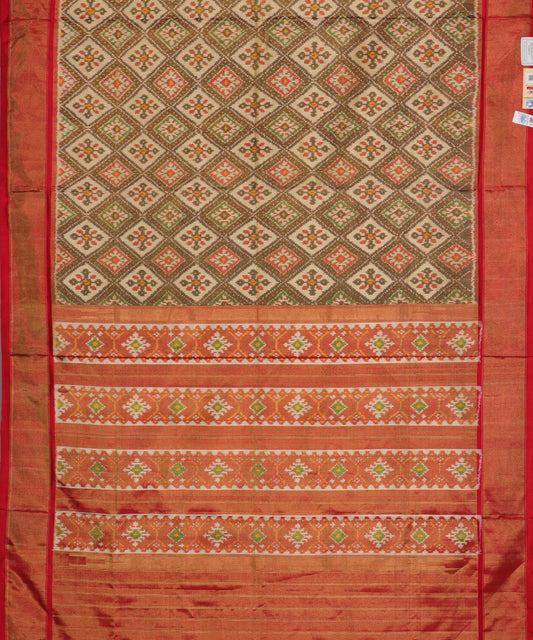 Golden shade handloom rajkot silk saree