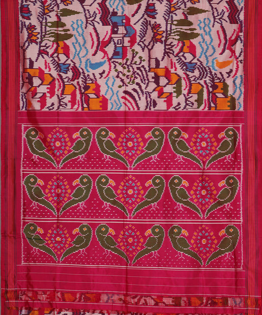 Multi-shade handloom rajkot silk saree