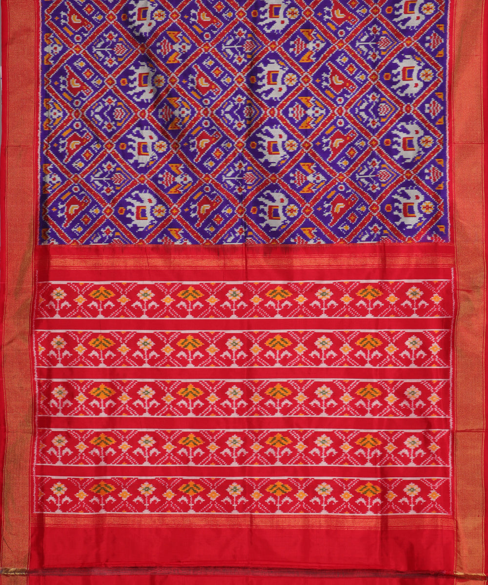 Dark blue color handloom rajkot silk saree