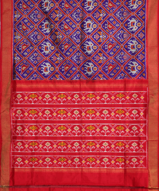 Dark blue color handloom rajkot silk saree