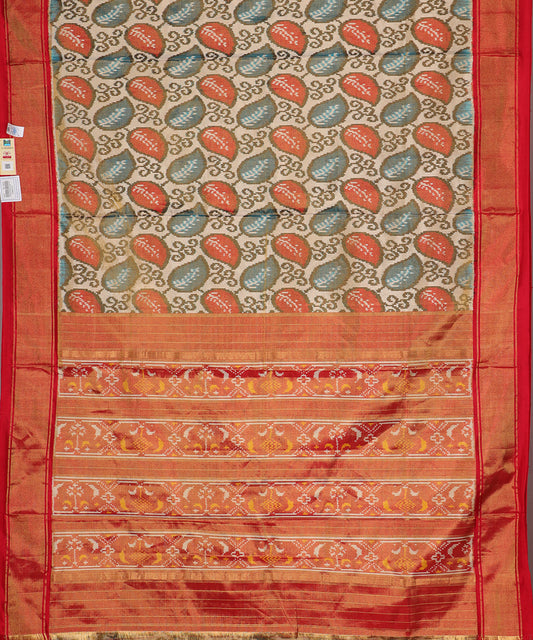 Peach shaded color handloom rajkot silk saree