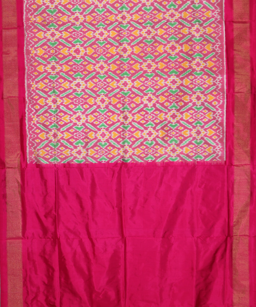 Rose pink color handloom rajkot silk saree