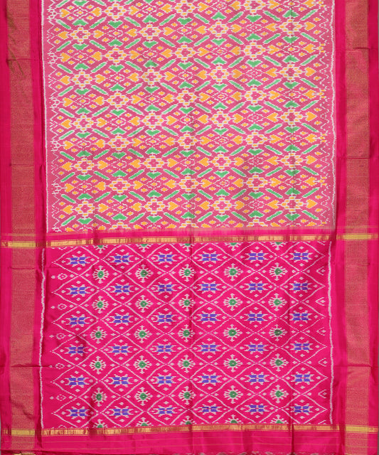Rose pink color handloom rajkot silk saree