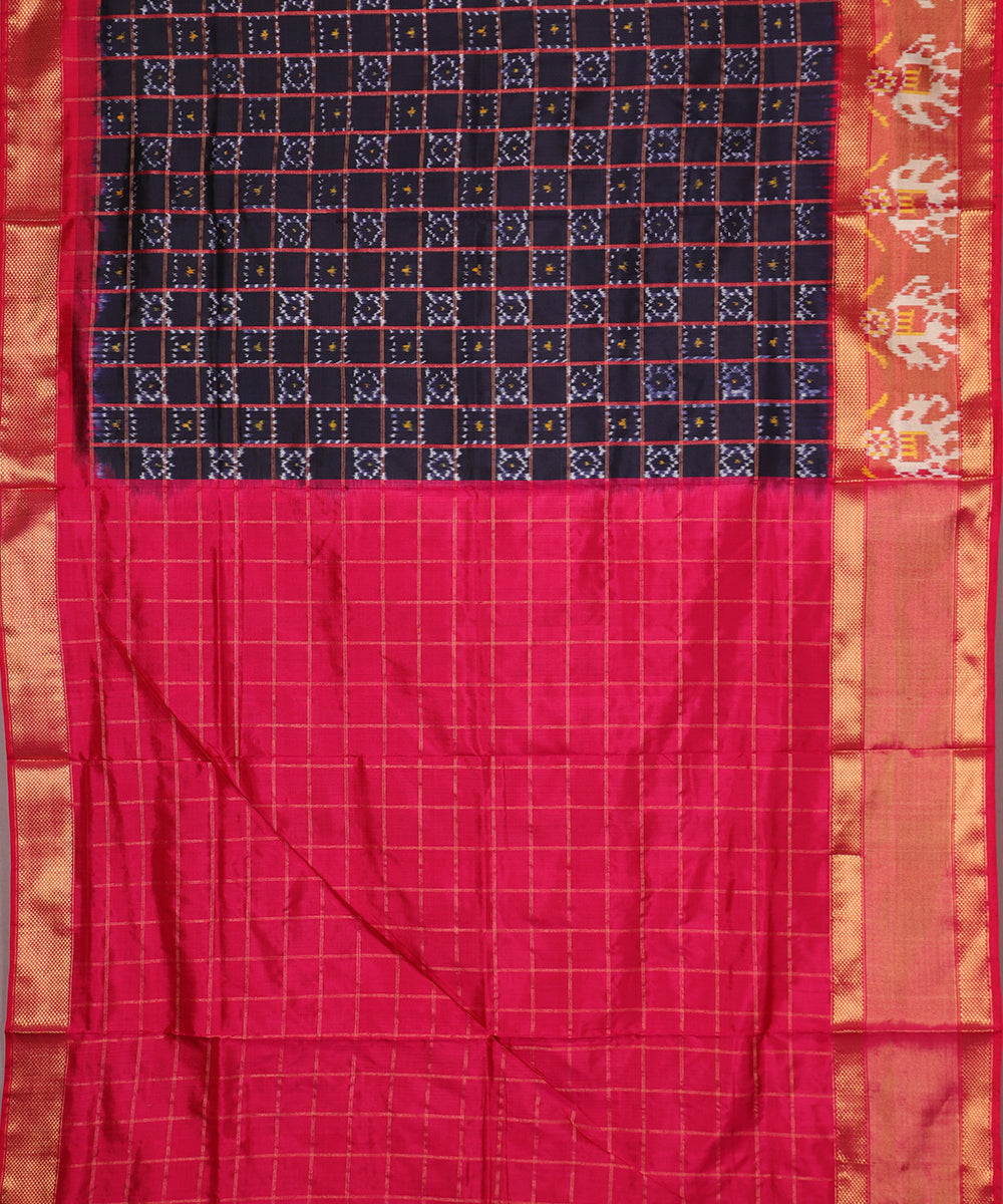 Denim blue color handloom rajkot silk saree