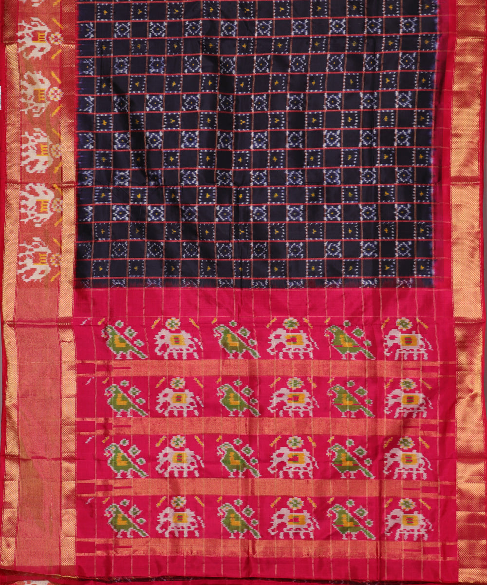 Denim blue color handloom rajkot silk saree