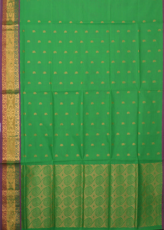 Kelly green color handloom venkatagiri cotton saree