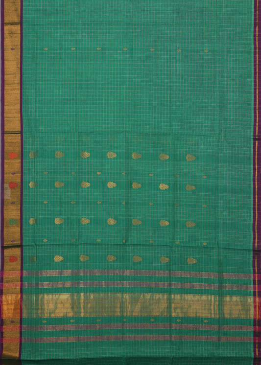 Fern green color handloom venkatagiri cotton saree