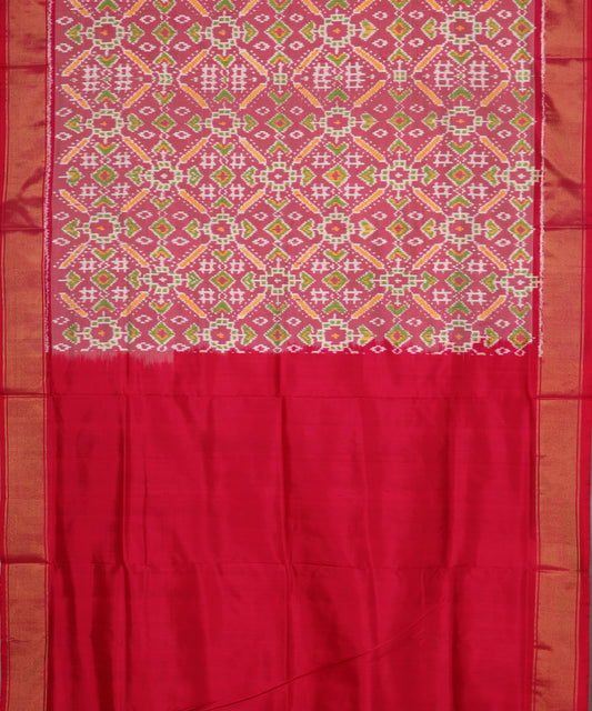Carnation pink shade handloom rajkot silk saree