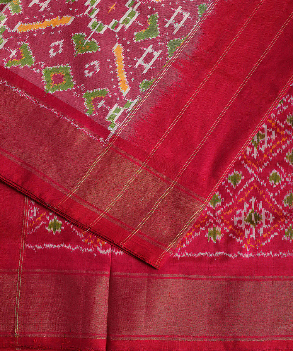 Carnation pink shade handloom rajkot silk saree