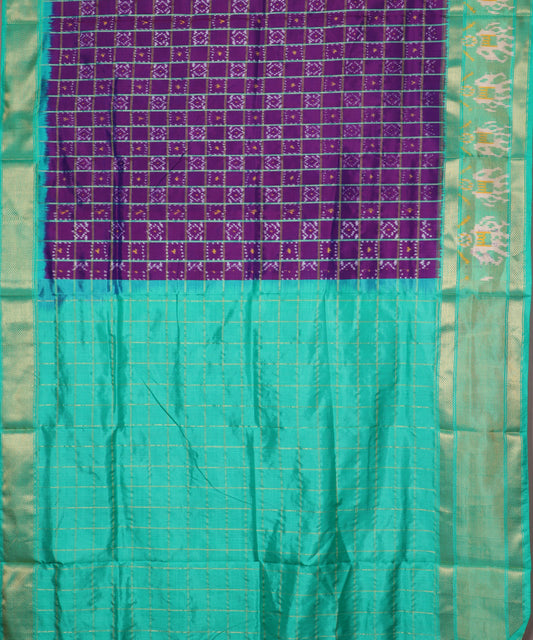 Indigo blue color handloom rajkot silk saree