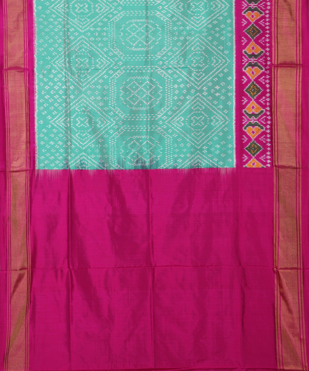 Emerald green color handloom rajkot silk saree