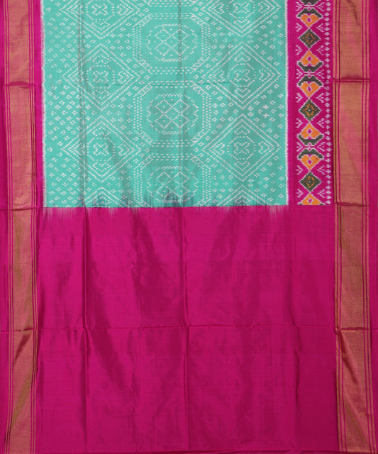Emerald green color handloom rajkot silk saree